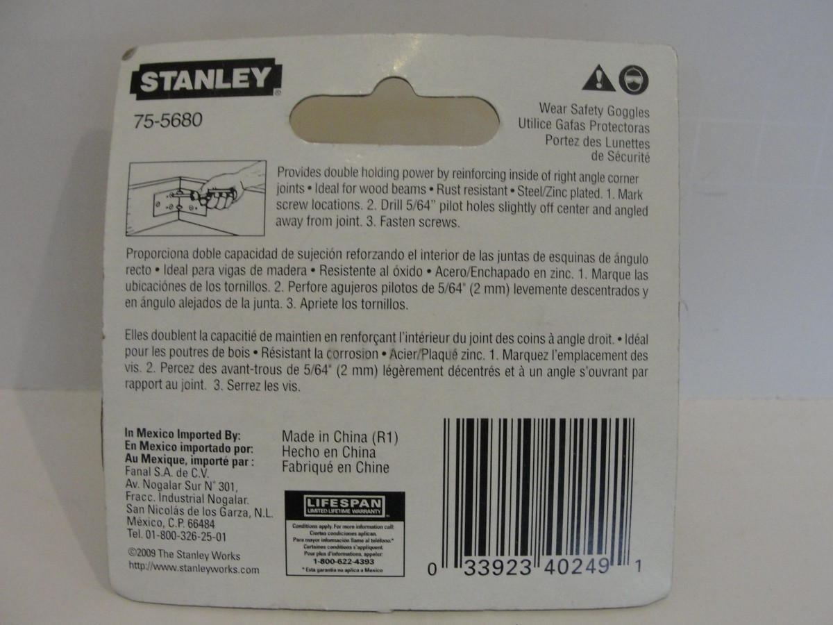 ハンドメイドko Stanley 75-5680 / CD994 Double Wide Corner Braces, 1-1/2