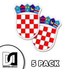 Croatia Crest Sticker Self Adhesive 3 inch Croatian flag Decals 5pk