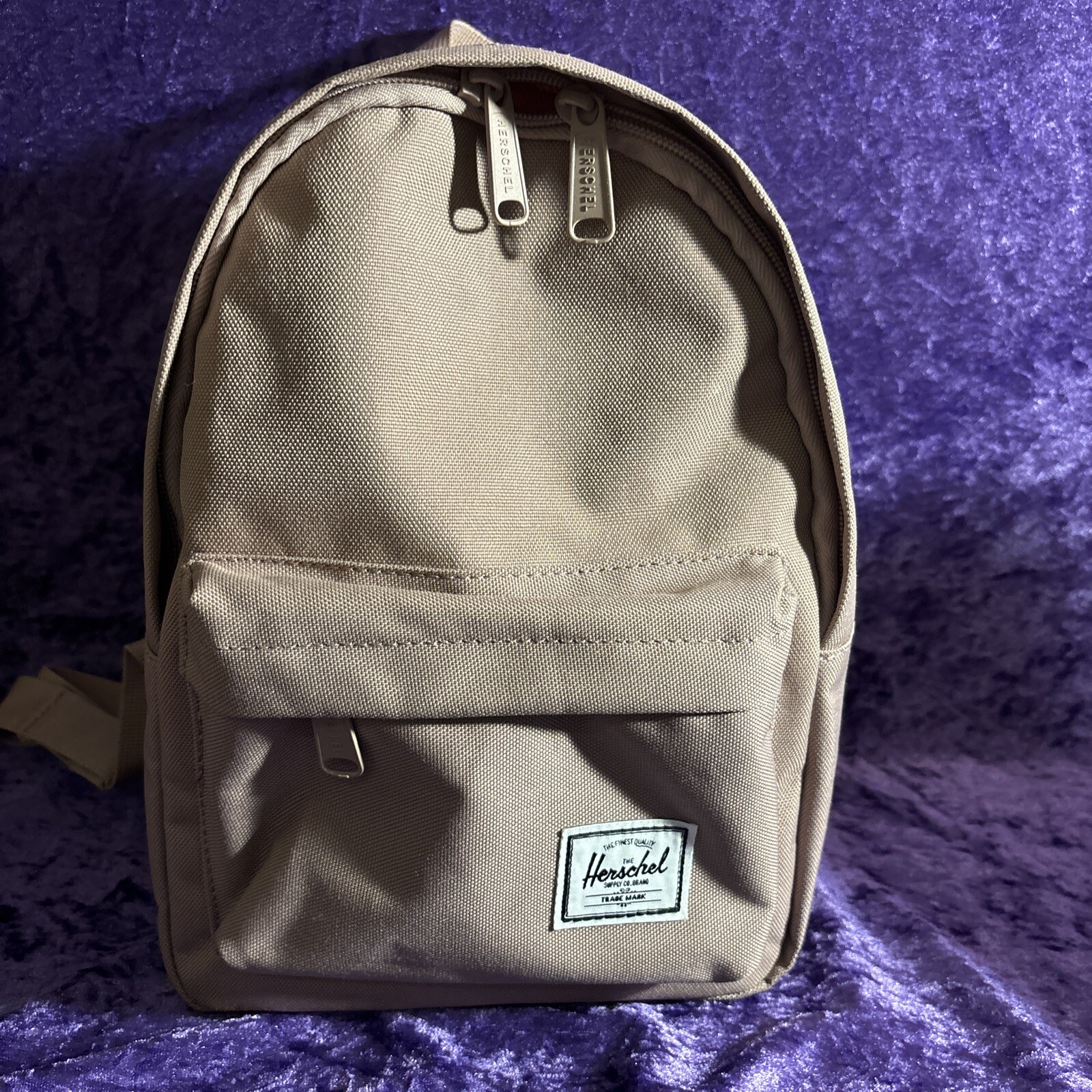 Herschel Mini Backpack Rise Gold Cold With Red And Whit Striped Interior