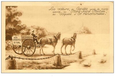 50.DER MONT ST MICHEL. DAS AUTO VON GENETS NACH DER FLUT BRINGT DIE SCHALEN VON