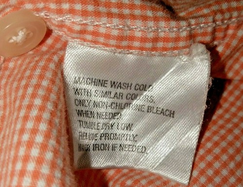 Ivy Crew Orange Gingham Checked Oxford Summerweight Size L Shirt Long Sleeve EUC - Picture 6 of 9