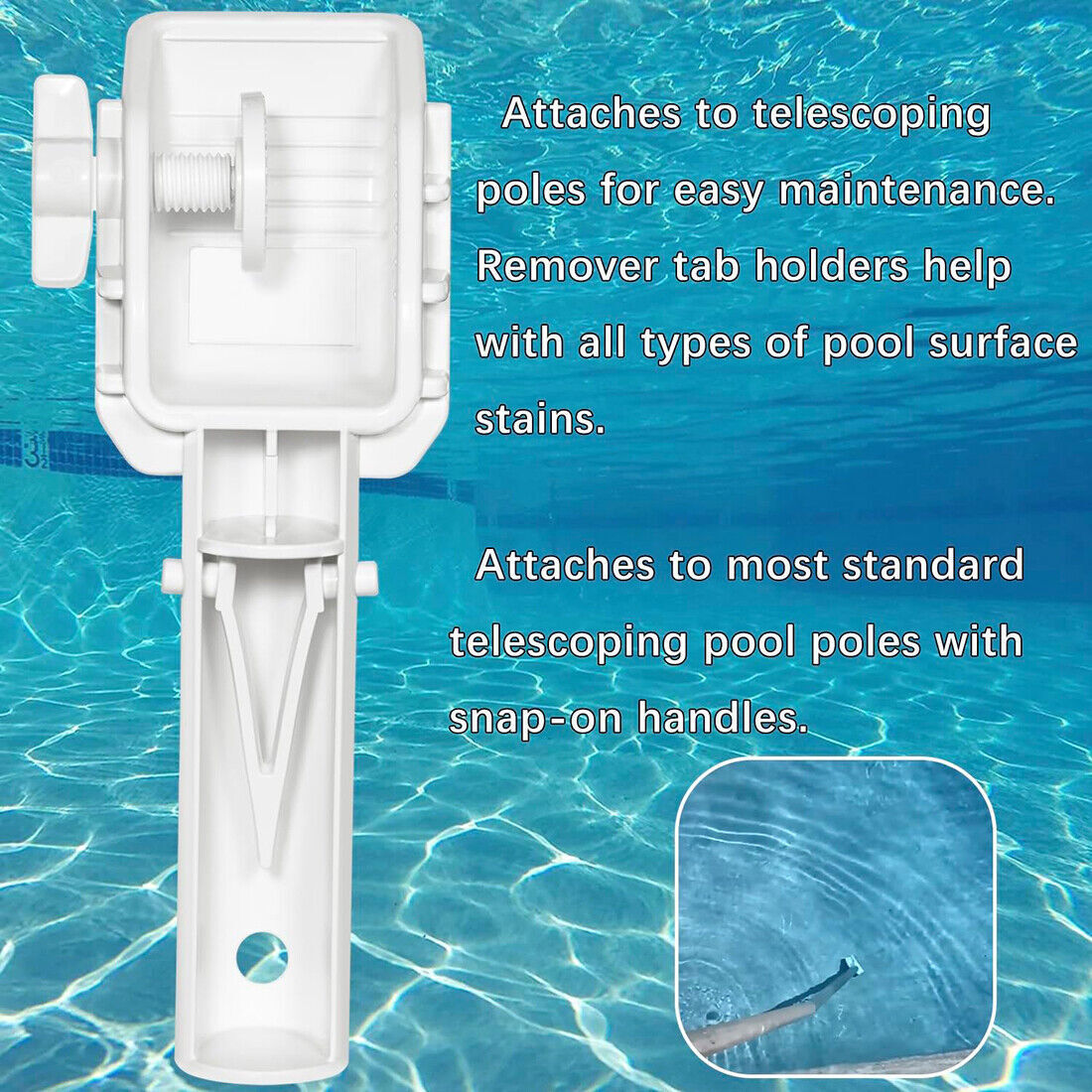Pool Vacuum Replacement Tablet Tab Holder Pole with EZ-Clip Handle Stain Remover