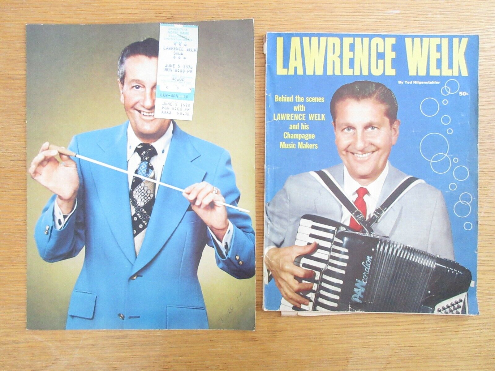 Lawrence Welk Lot of 2 Tickets (1974, 1978) + 1 program  1 maga