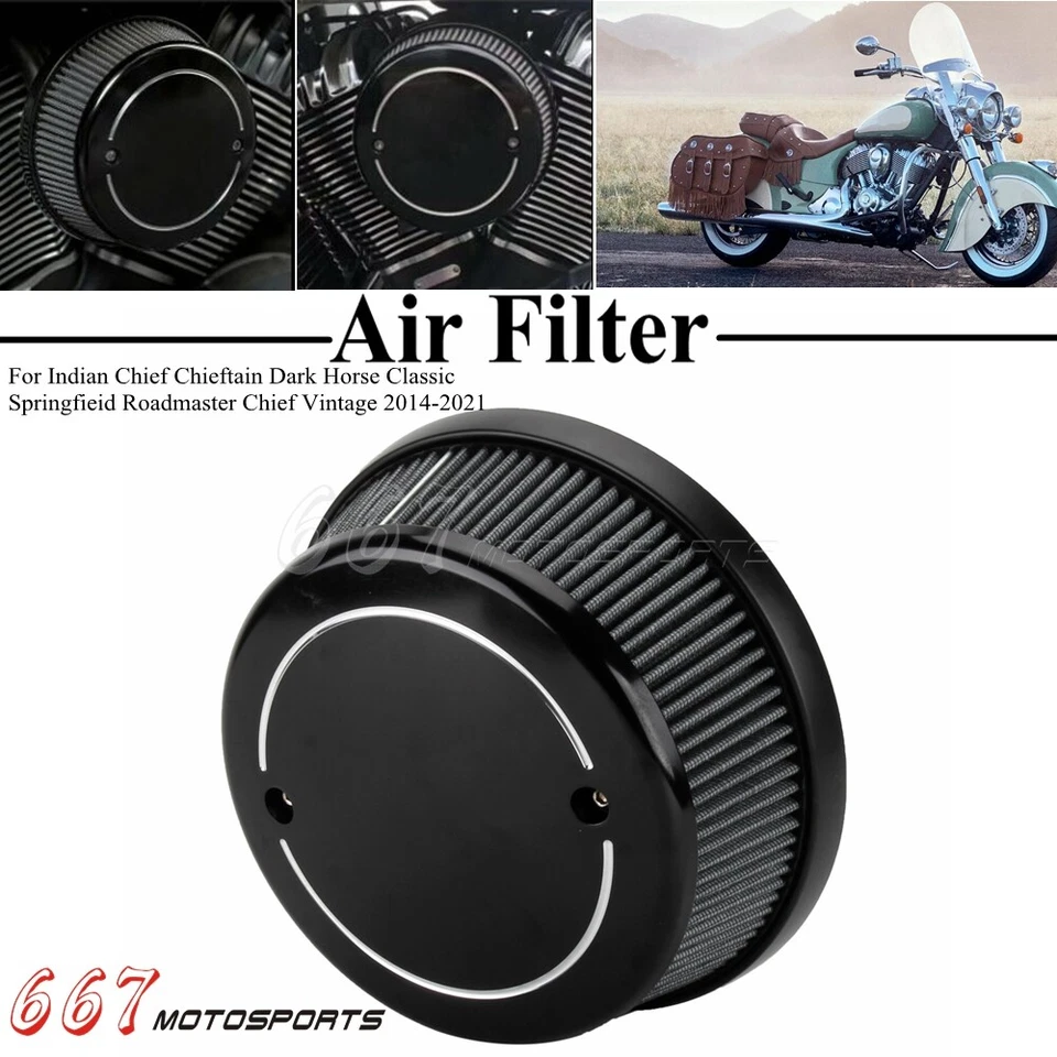 High flow Air Cleaner Air Intake Filter Kit For Indian Chief Chieftain 2014-2023 — 第 2/4 张图片