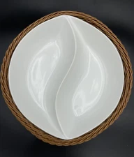 Nest 8.5" Two Section Round Ceramic Baker with Woven Basket Cuisine & Company