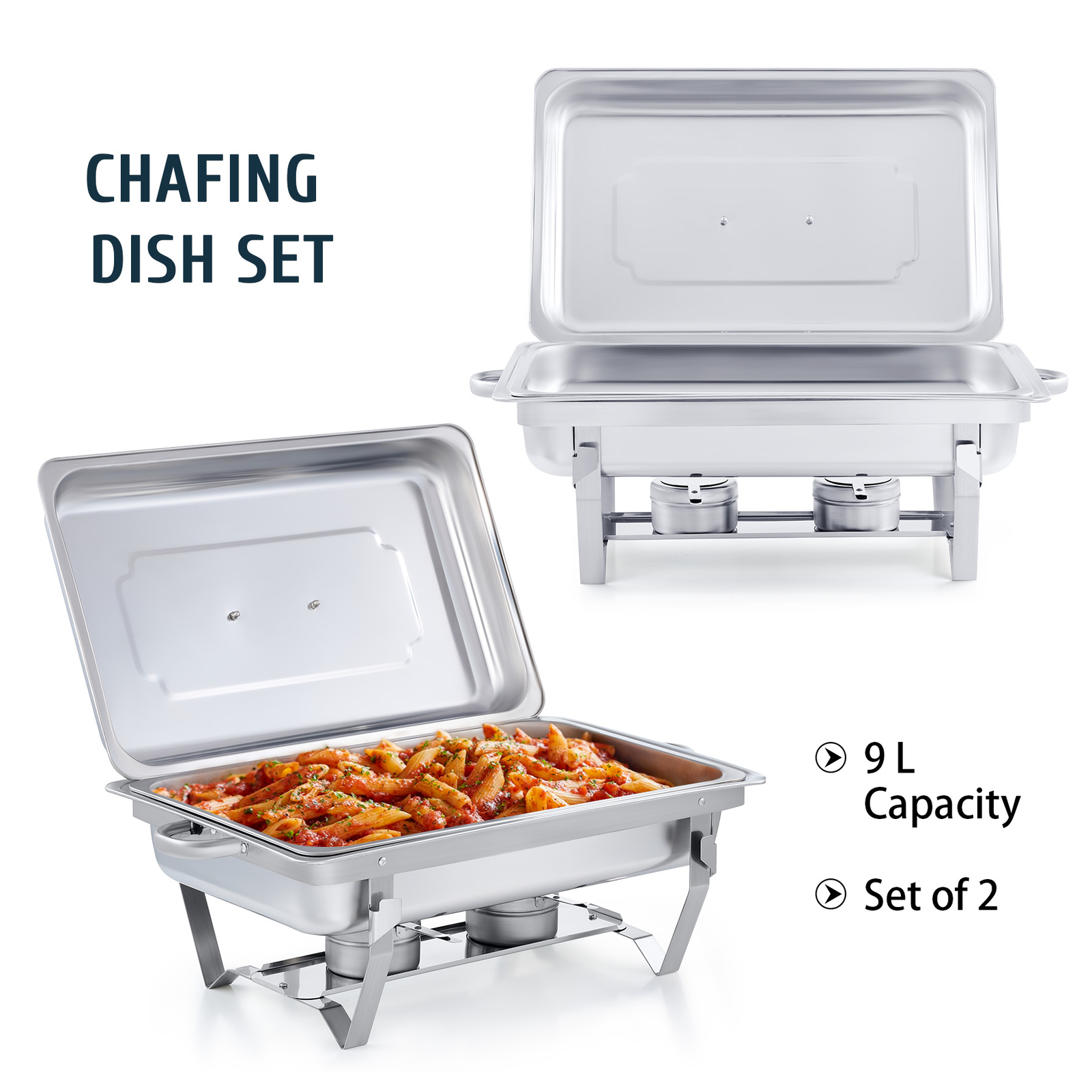 2/4/6 Pack Chafing Dish 9L&5L Stainless Bain Marie Buffet Chafers Food