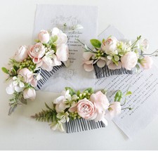 Champagne Pink Simulation Flower Wedding Headdress Hairpin Bride Wreath Haircom