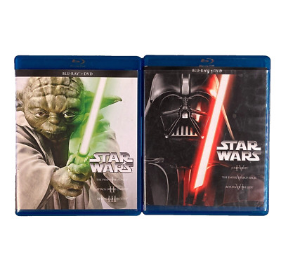 Lot of 6 Star Wars Blu-ray/DVD's: Original Trilogy & Prequels ~ PLAY PERFECTLY!!