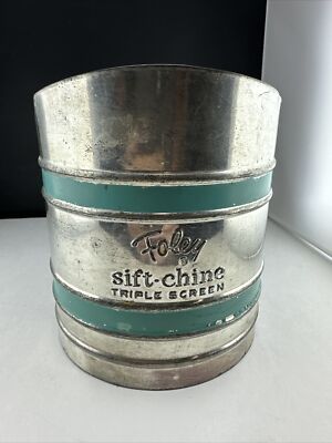 Vintage Foley Sift-Chine Flour Sifter Triple Screen with Turquoise Bands
