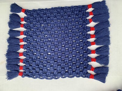 Marineblau Handarbeit Makramee Couchtischdecke Tischdeko Rechteck Tischdecke