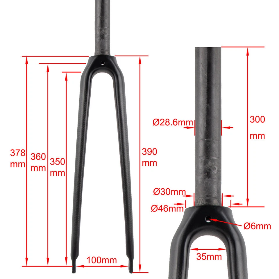28.6mm Carbon Fiber Rigid Forks 700*25C Gravel Road Bike Fork Straight/Cone Tube - Image 4 of 4