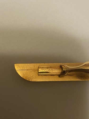 Vintage Foster’s gold-tone and black enamel flower tie clip and cufflink set - Picture 3 of 5