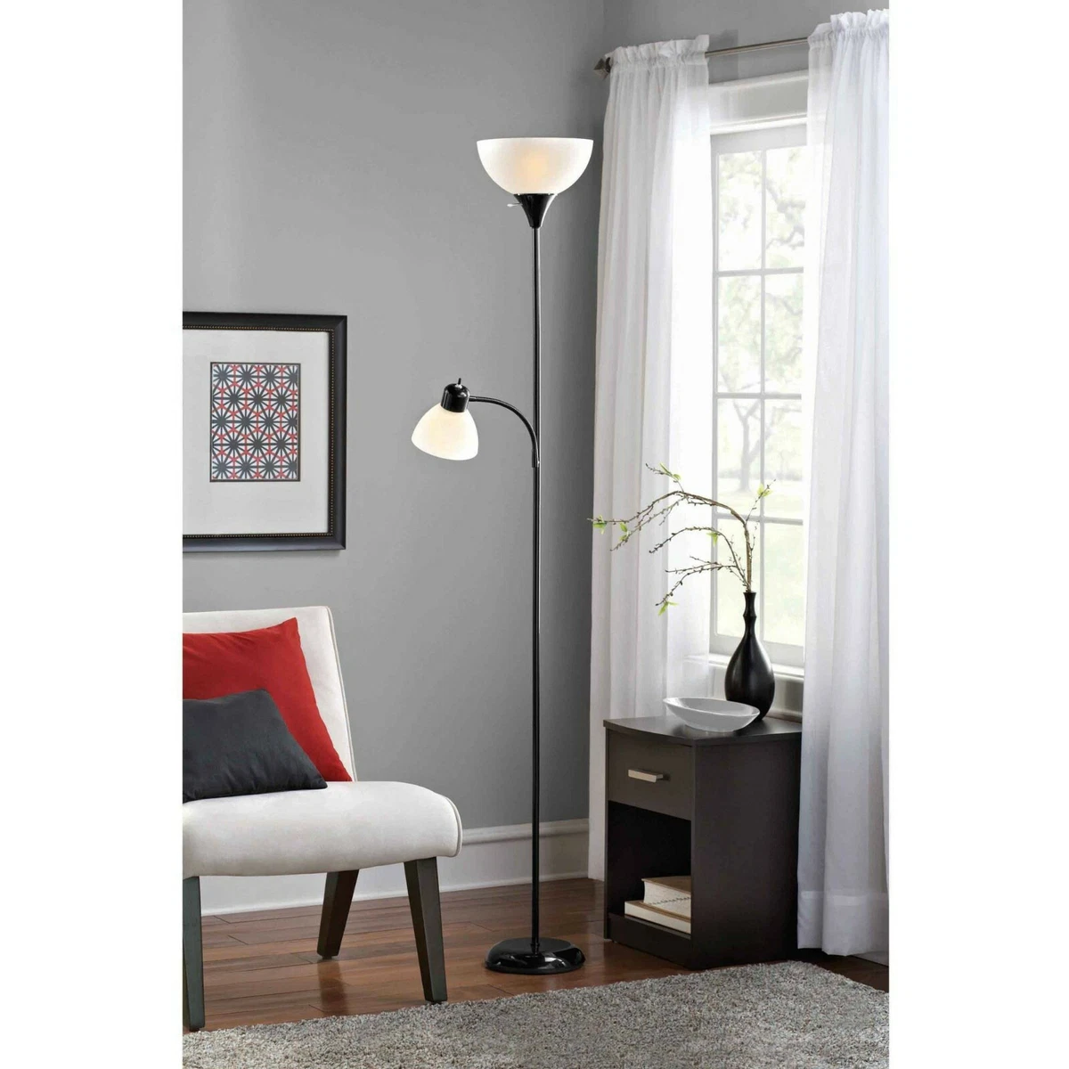 Mainstays floor lamp with clearance reading light