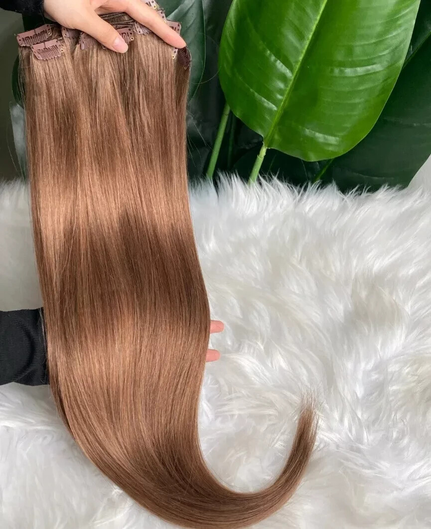 12A 24INCH BRAZILIAN CLIP IN VIRGIN HUMAN HAIR 7PCS ASH BLONDE 8# 120g STRAIGHT