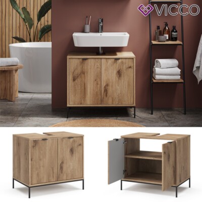 Waschbeckenunterschrank Eliza Viking Oak 70 x 63 cm mit 2 Türen Vicco