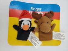 Vintage Christmas Finger Puppet 2-Pack by Best Made Toys Penguin  Moose - NEW