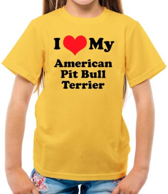 I Love My American Pitbull Terrier - Kinder T-Shirt - Pitbull Hund Hunde Haustier Haustiere