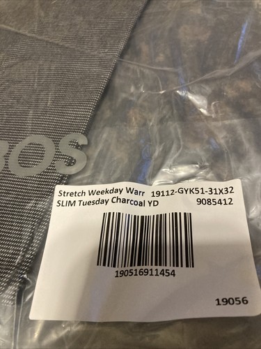 Bonobos Pants 31x32 Stretch Weekday Warr Slim Fit Chino Tues. Charcoal NWT V562-