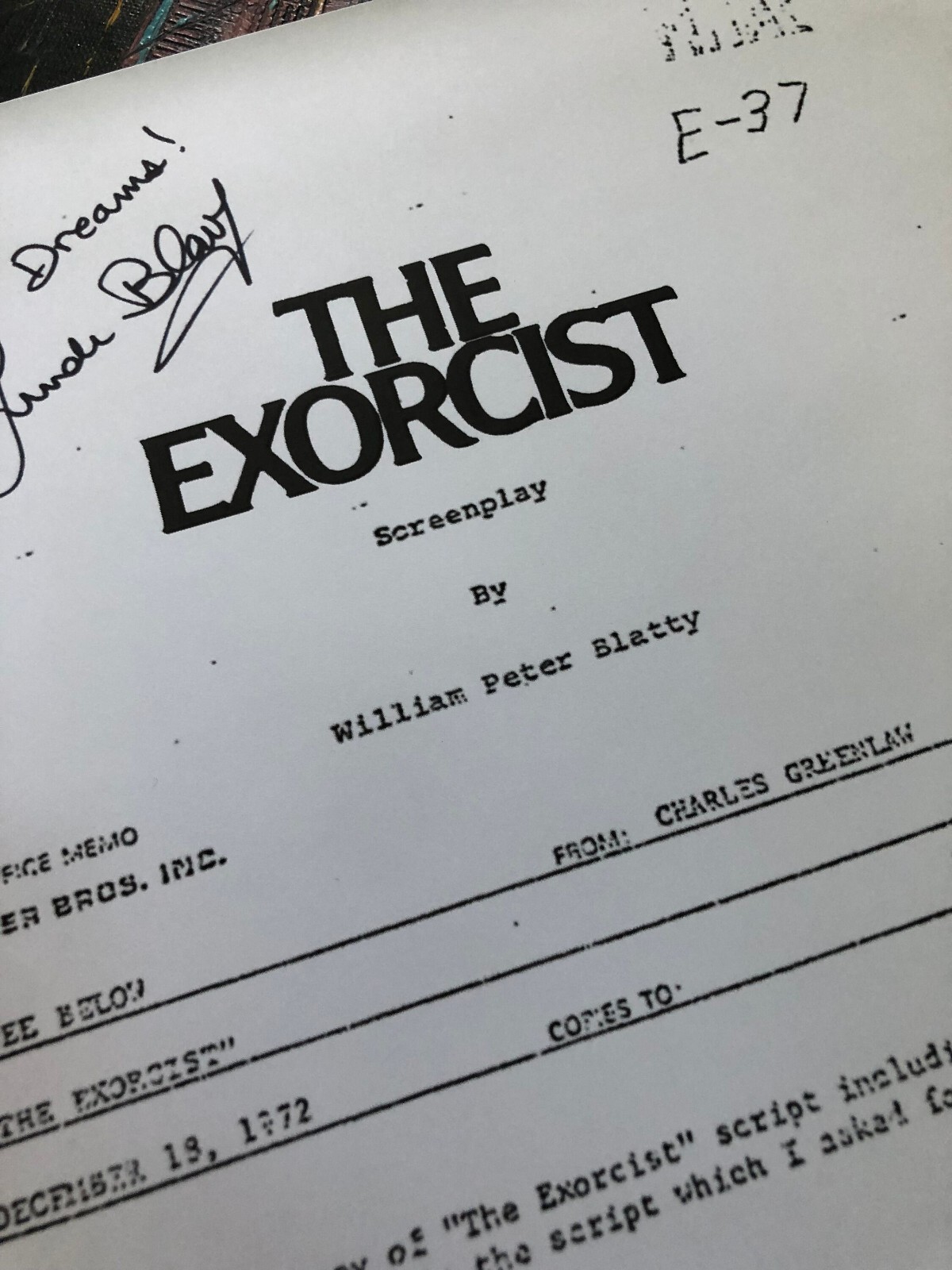 The Exorcist Original Movie Script With All 138 Pages, Linda Blai ...