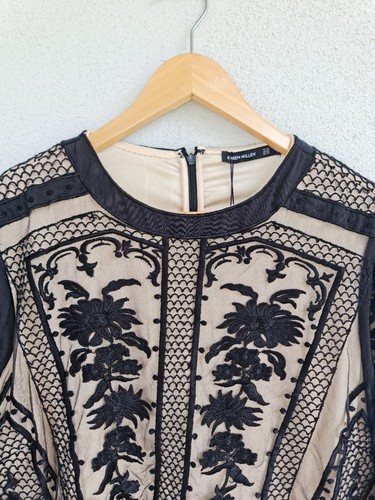 KAREN MILLEN Embroidered Lace Mini Dress Black UK 22 US20 XXL Gothic New RRP$517 - Picture 7 of 15