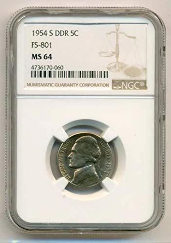 1954 S Jefferson Nickel DDR Variety FS-801 MS64 NGC