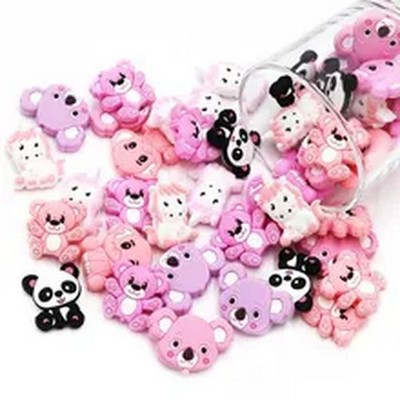 Cartoon Animal Silicone Beads Mini Spacer Bead Baby Soother Jewelry Charms 10Pcs