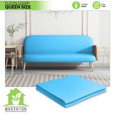Sky Blue Queen Size Slipcover Washable Sofa Protector Stretch Futon Couch Cover