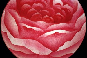 John-Derian-7-034-Signed-Glass-Decoupage-Plate-Floral-Rose-Design-New-York-Artist