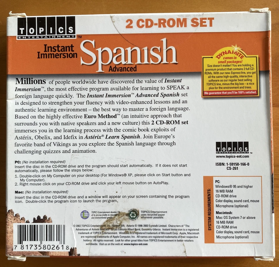 Instant Immersion - Spanish Advanced 2 CD-ROM Set WIN/MAC Topics Ent. New. - Image 3 of 4