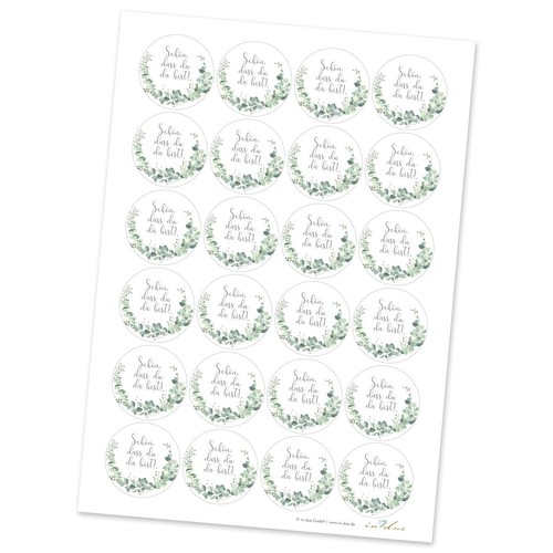 24 Kartonagen + Aufkleber Eukalyptus Gastgeschenke Hochzeit Taufe Kommunion - Bild 2 von 3