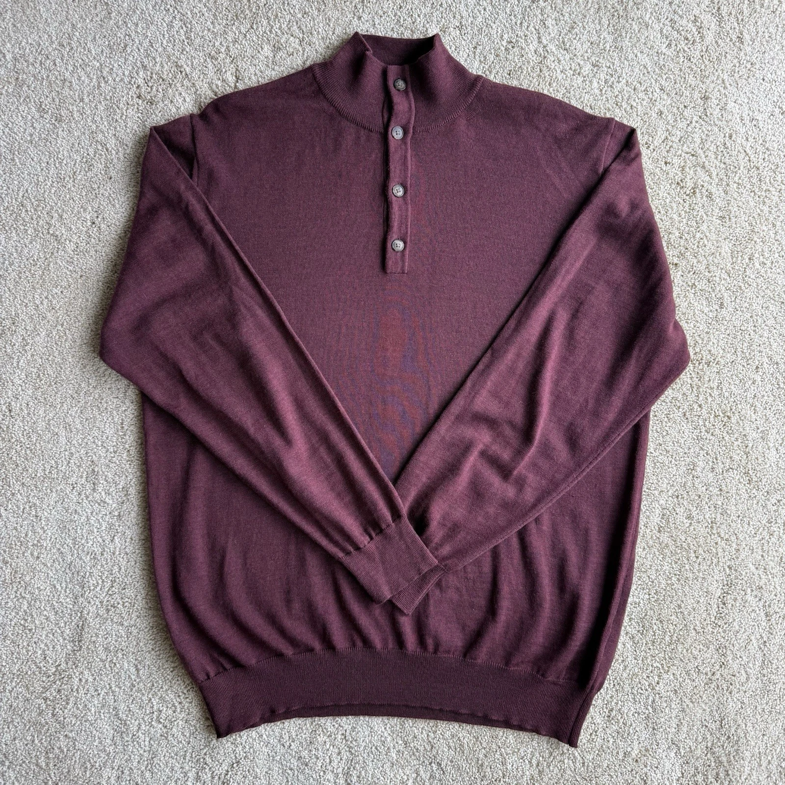 Paul Fredrick Merino Wool Sweater Mens XXL Burgundy Mock Neck Button Pullover
Opens in a new window