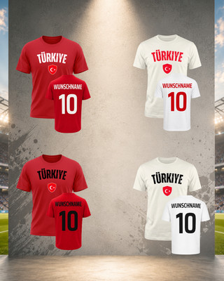 TÜRKIYE T-Shirt Trikot + Wunsch Name Kinder u. Erwachsene WM Fußball 2026 Türkei
