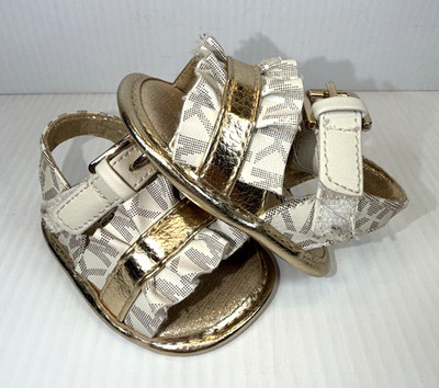 Michael Kors Baby Ping with Signature MK Open Toe Shoes Sandals Size 1 Brand New