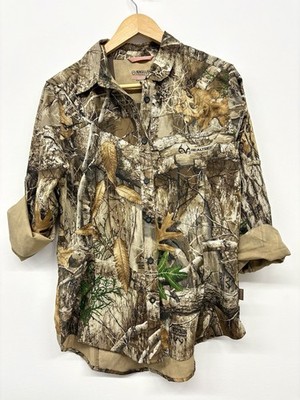 Magellan Outdoors Realtree Edge Camo Button Down Hunting Shirt Women s Medium