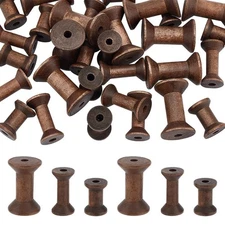 BENECREAT 30Pcs 3 Sizes Antique Wooden Empty Spools, Empty Thread Spools Wood...