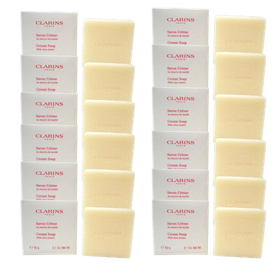 (Lot of 12) Clarins Eau Dynamisante Cream Soap Bar Shea Butter Travel Size 2.1oz