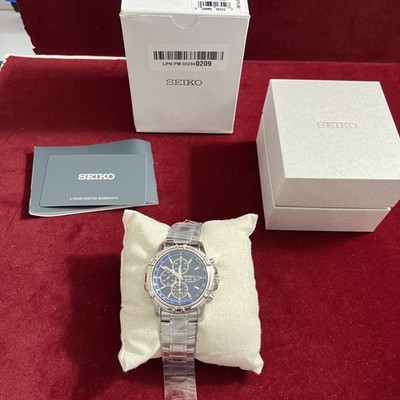 Seiko Men's Essentials Blue Dial Solar Alarm Chronograph 42.5mm