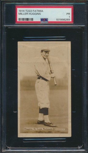 1914 T222 FATIMA PREMIUMS BASEBALL MILLER HUGGINS PSA 1 HOF