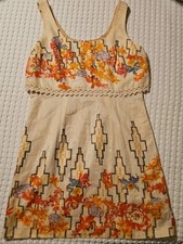 Free People Womens Tea Combo Dress 8 Big Bang Dress Metallic Aztec crochet zip