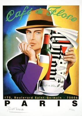 Vintage Café de Flore Paris French Bistro Poster Print 24x36 Wall Decor