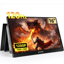 WUAWE 16 Portable Monitor 120Hz Refresh Rate 1ms IPS HDR FreeSync Built-in Stand