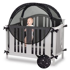 Safety Crib Tent to Keep Baby in Pop up Mosquito Net Netting Canopy Mesh Cove...