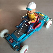 Retro Tin Toy Go Kart Battery Operated Light Up Vintage Working From Jap QYBF3Z