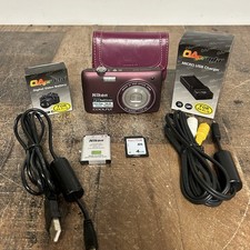 Nikon COOLPIX S4100 14.0MP Digital Camera Bundle Plum Tested 2 Batteries SD Card