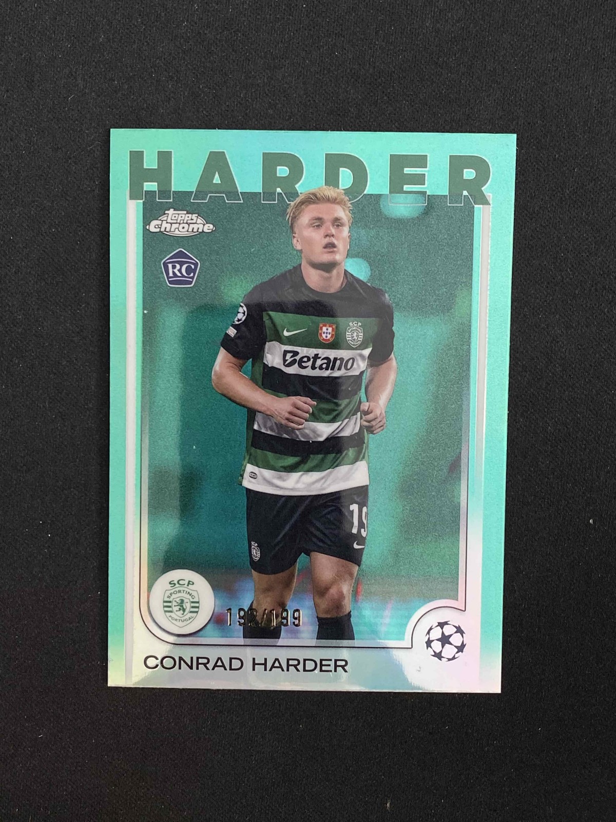 Conrad Harder 2024-25 Topps Chrome UEFA Aqua Refractor 192/199 RC #177