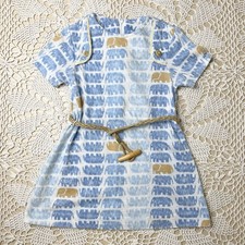 Vintage 1970s Cinderella Girls 5 Years Blue Elephant Rope Belted Tunic Top