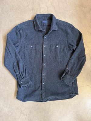 Proper Cloth Utility Shirt 100% Heavy Cotton Twill Flannel Charcoal/Navy Men s M