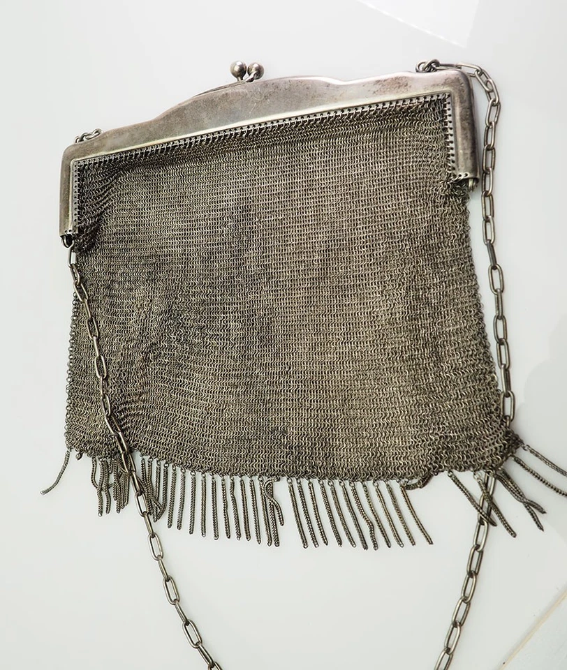 Borsa A Rete Diana In Argento 800 Con Frange - Immagine 2 di 4