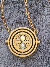 Harry Potter Hermione Time Turner Pendant Necklace Hourglass GoldTone Costume