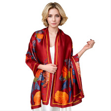 Elegant Silk Scarf Shawl for Women Lightweight Floral Satin Scarf Trendy Silky S